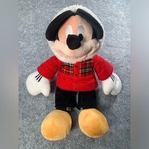Disney Mickey Mouse Plush in Red Plaid Jacket